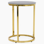 Circo Side Table - Round End Table Black & Gold Ceramic Top/Gold Powder Coat Legs Tables Sterling Home 2