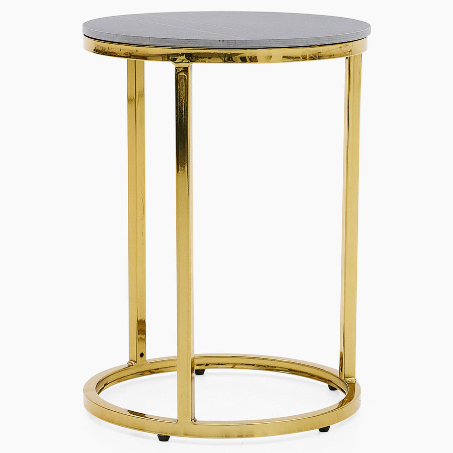 Circo Side Table - Round End Table Black & Gold Ceramic Top/Gold Powder Coat Legs Tables Sterling Home 2