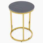 Circo Side Table - Round End Table Black & Gold Ceramic Top/Gold Powder Coat Legs Tables Sterling Home 3