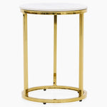 Circo Side Table - Round End Table White Ceramic Top/Gold Powder Coated Metal Legs Tables Sterling Home 1