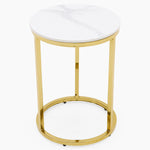 Circo Side Table - Round End Table White Ceramic Top/Gold Powder Coated Metal Legs Tables Sterling Home 2