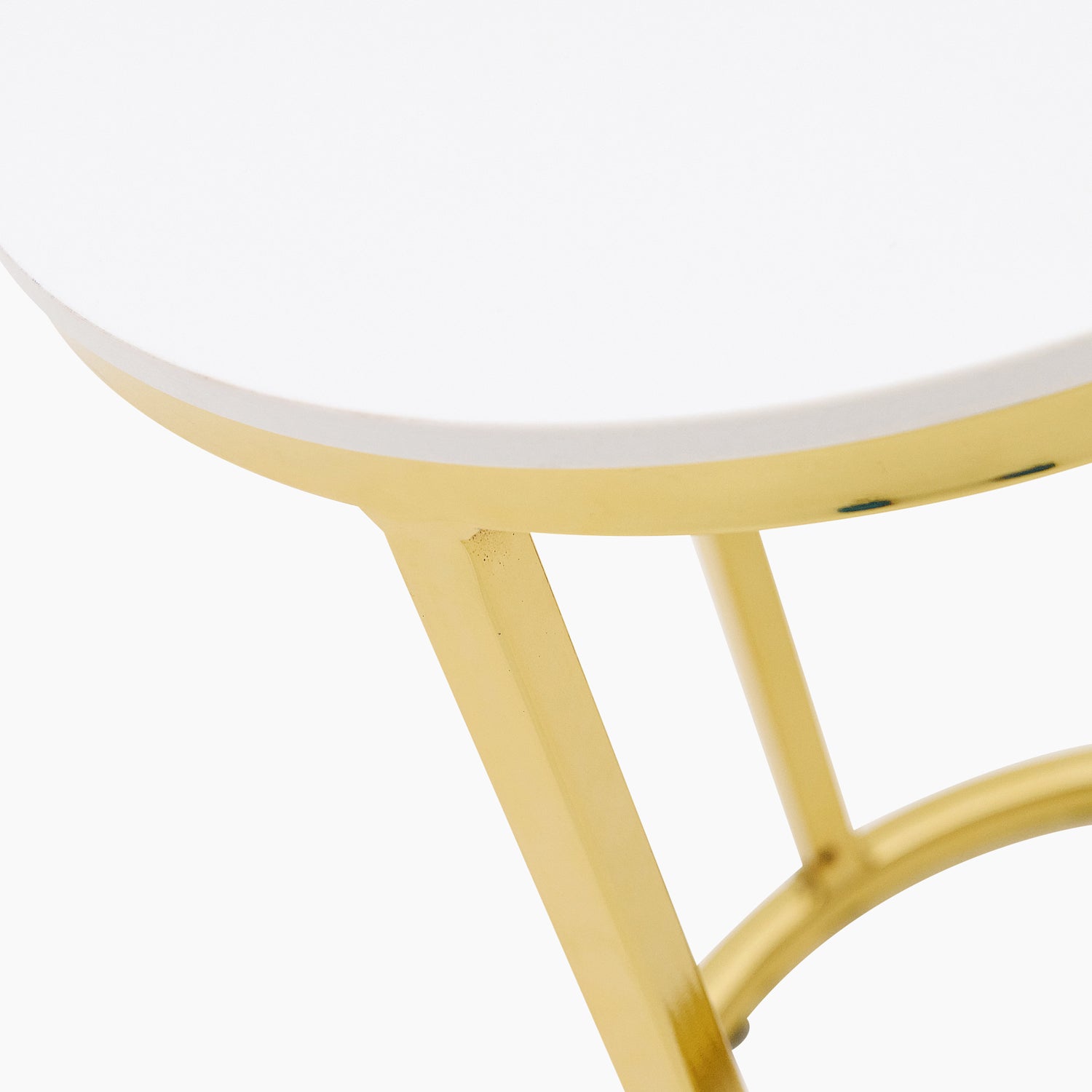 Circo Side Table - Round End Table White Ceramic Top/Gold Powder Coated Metal Legs Tables Sterling Home 3