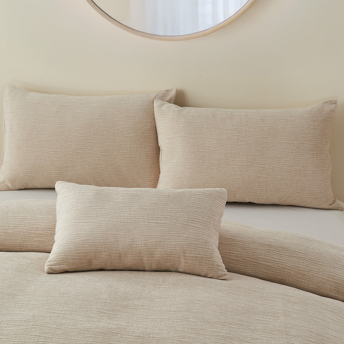Bergen Cream Duvet Cover Set - Bergen Natrual Duvet Set King Sterling Home 2