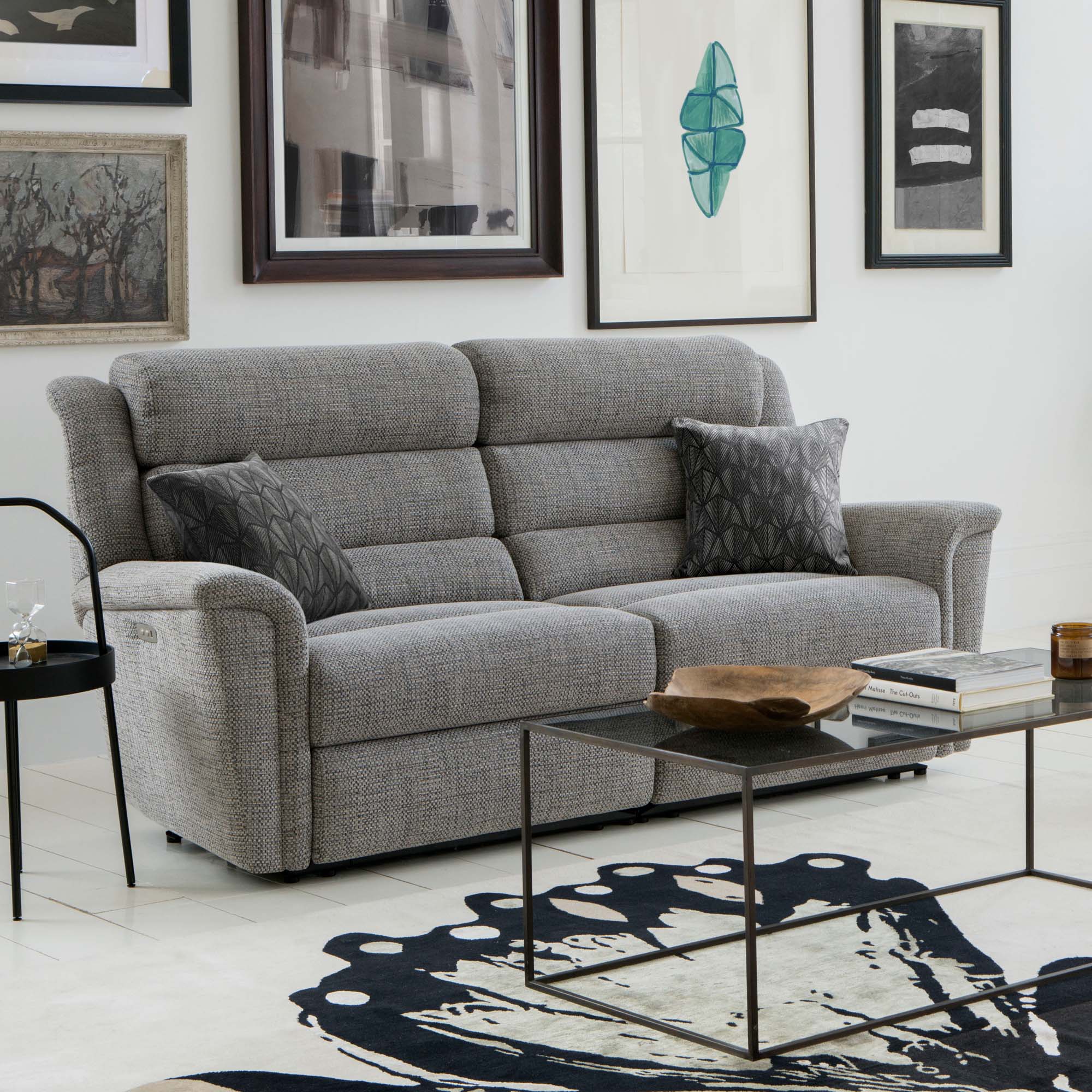 Parker Knoll Colorado Large 2 Seater Recliner Sofa - Large 2 Seater Power Recliner Leather Sterling Home 2