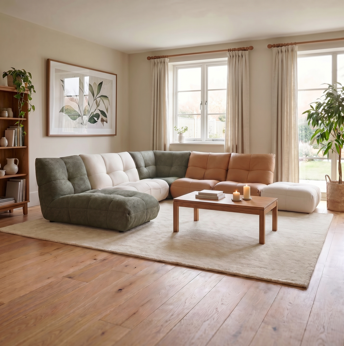 Comet Corner Sofa With Footstool - Combination 1 - Corner Sofa Group Cat 20S + Fabric