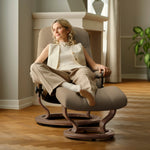 Stressles Consul Medium Classic Base Recliner Chair with Footstool - Chair + Stool Classic Base Fabric-Promotion Chairs Sterling Home 2