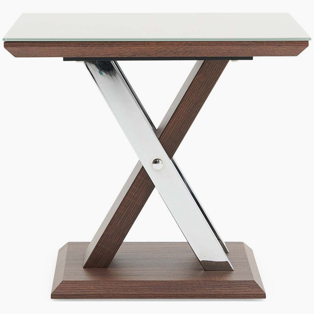 Cuba End Table - End Table Dark Wood / Chrome Leg