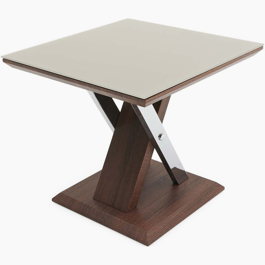 Cuba End Table - End Table Dark Wood / Chrome Leg