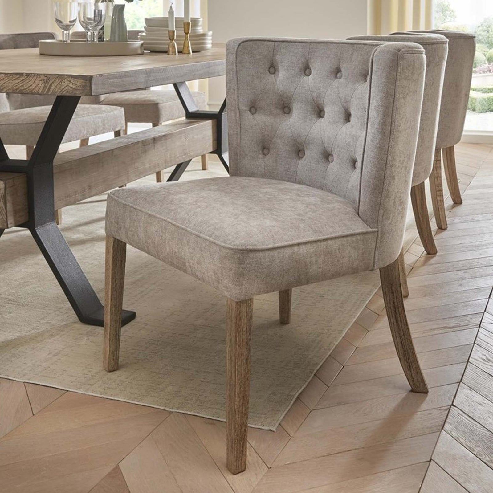 Dakota Button Back Dining Chair - Button Back Chair Grey Chairs Sterling Home 2