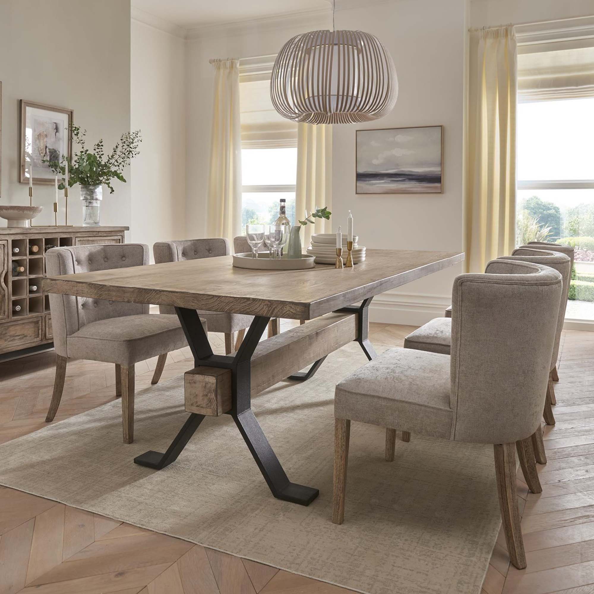 Dakota Large Dining Table & 4 Dining Chairs Set Tables Sterling Home 1