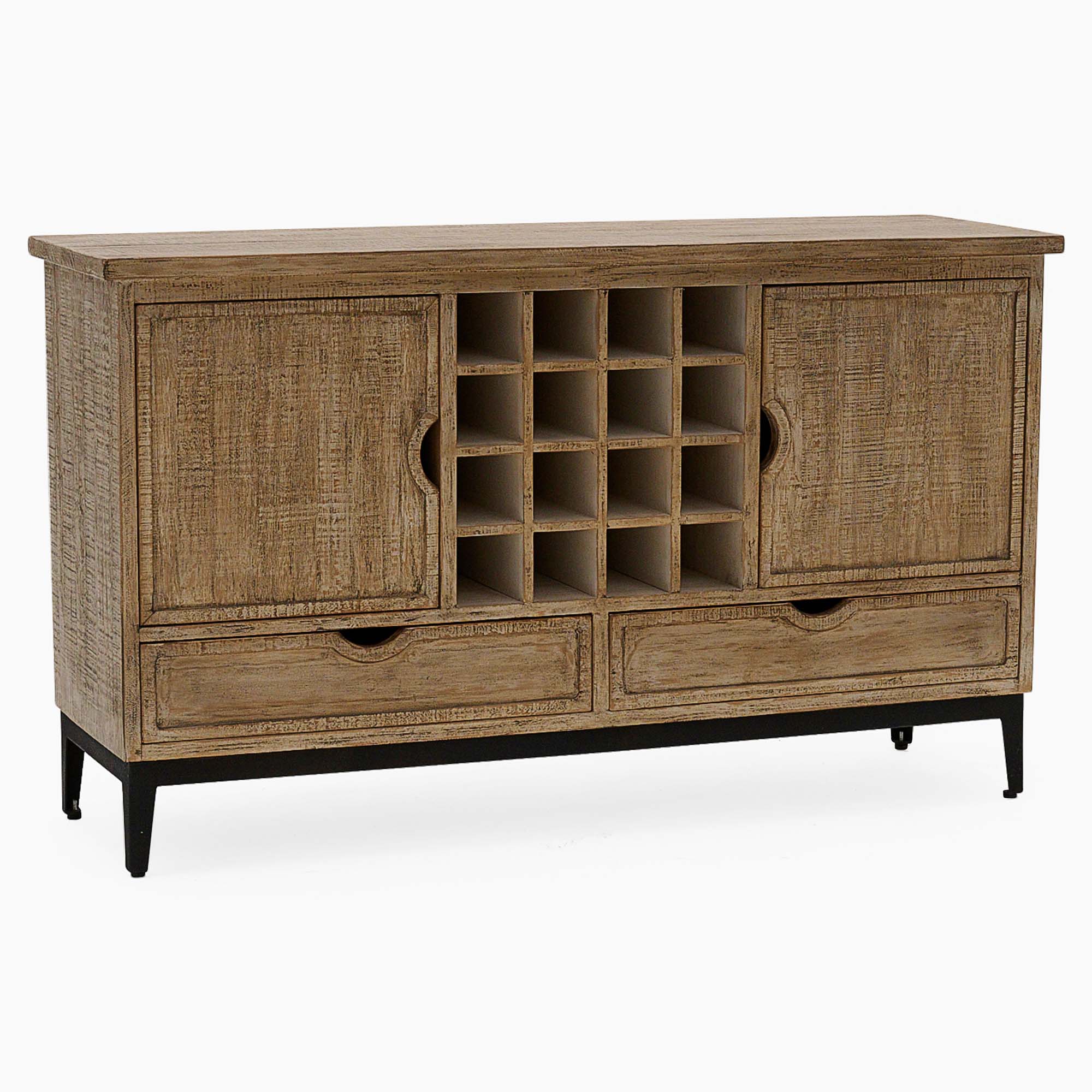 Dakota Sideboard with Wine Rack - Sideboard with Wine Rack Reclaimed Solid Wood Storage Sterling Home 3