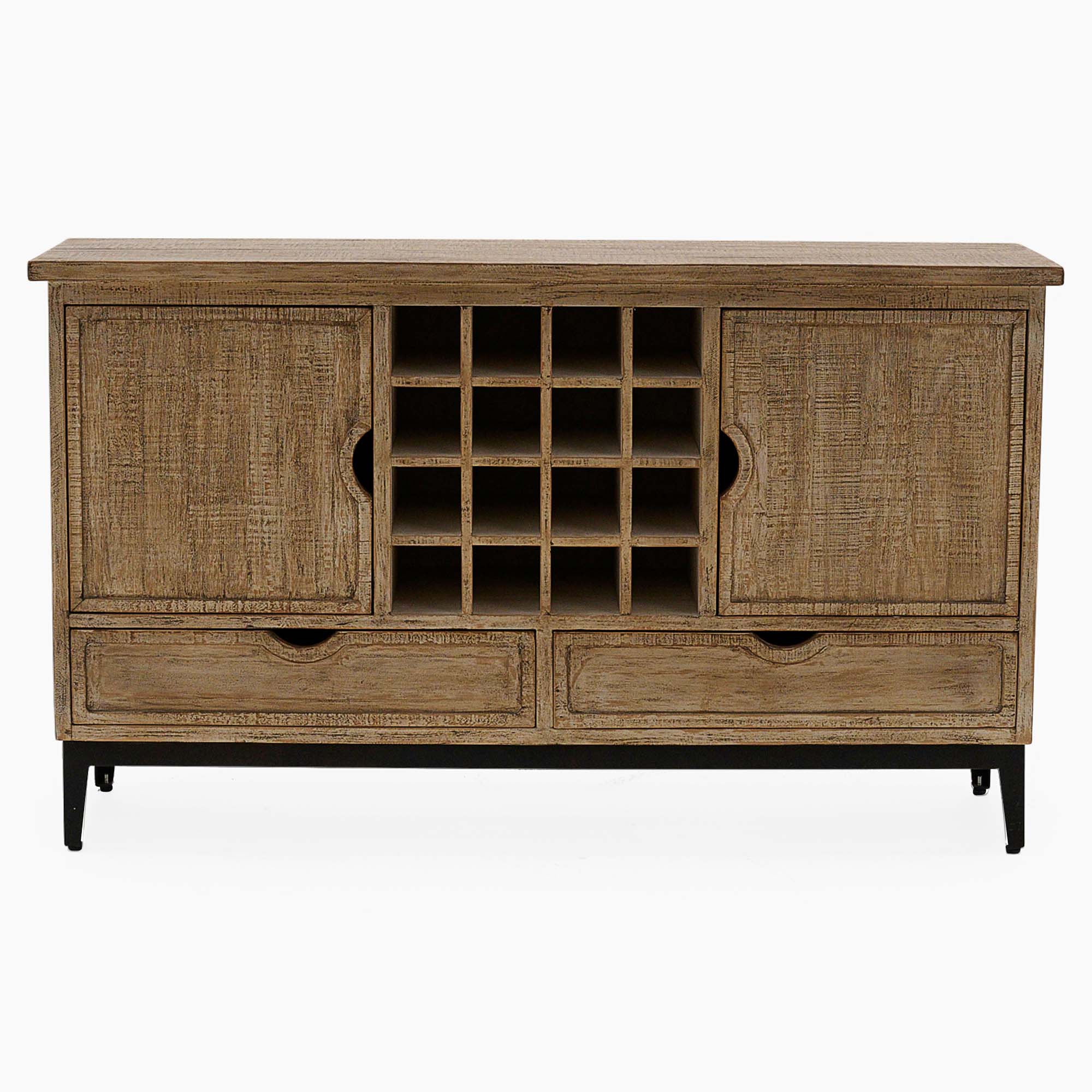 Dakota Sideboard with Wine Rack - Sideboard with Wine Rack Reclaimed Solid Wood Storage Sterling Home 1
