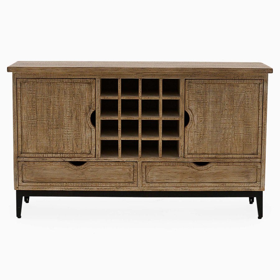 Dakota Sideboard with Wine Rack - Sideboard with Wine Rack Reclaimed Solid Wood Storage Sterling Home 1