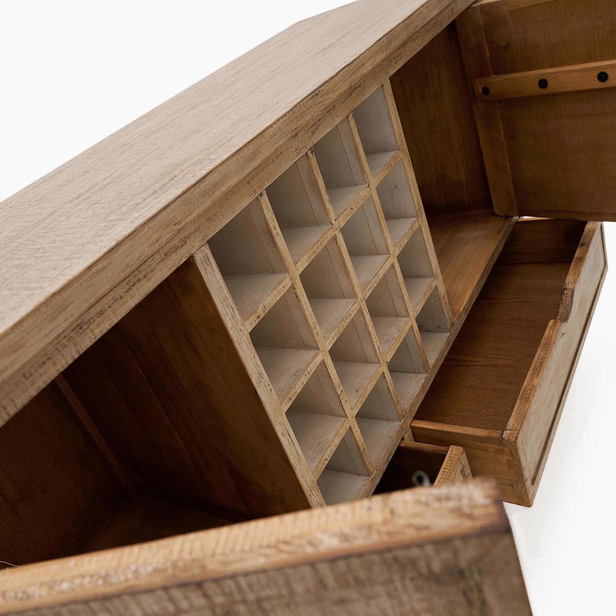 Dakota Sideboard with Wine Rack - Sideboard with Wine Rack Reclaimed Solid Wood Storage Sterling Home 5