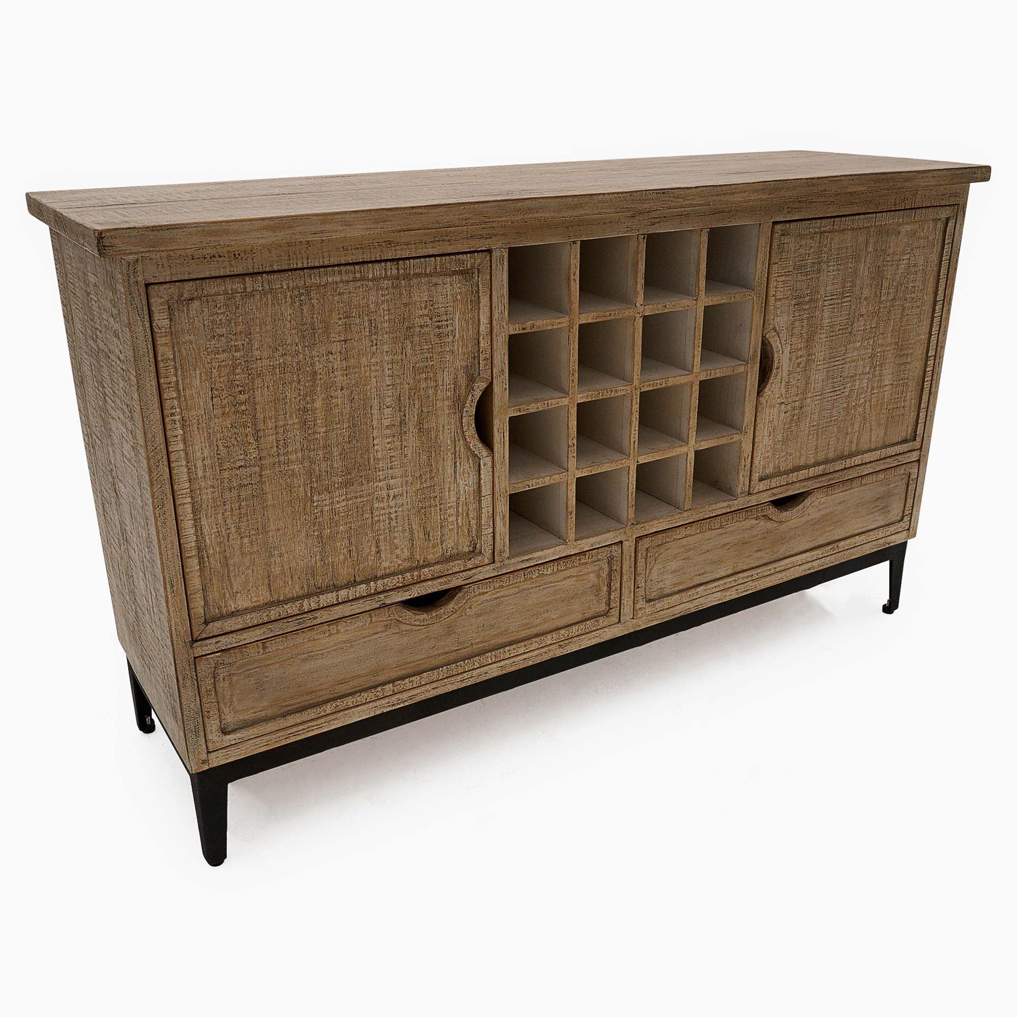 Dakota Sideboard with Wine Rack - Sideboard with Wine Rack Reclaimed Solid Wood Storage Sterling Home 7