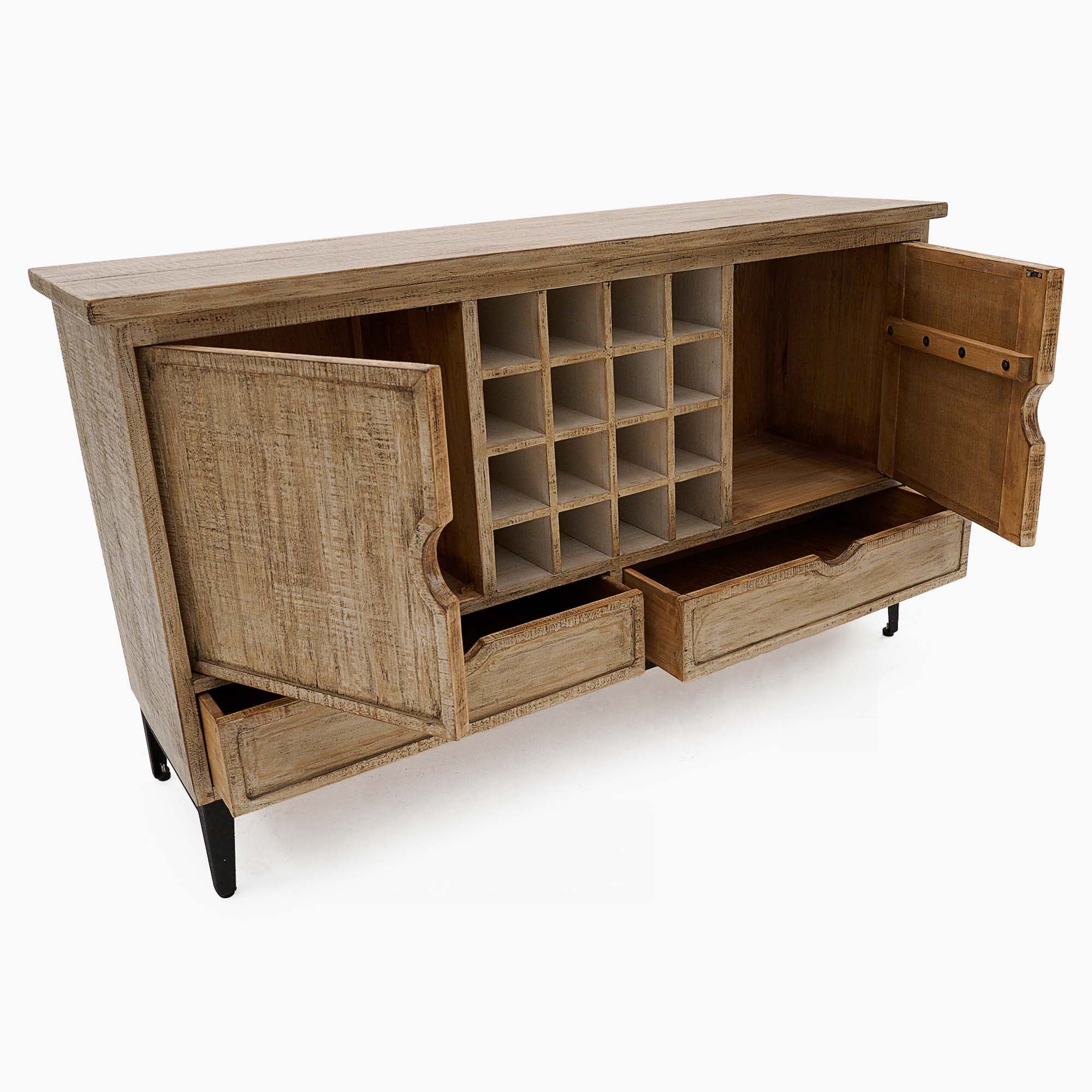 Dakota Sideboard with Wine Rack - Sideboard with Wine Rack Reclaimed Solid Wood Storage Sterling Home 8