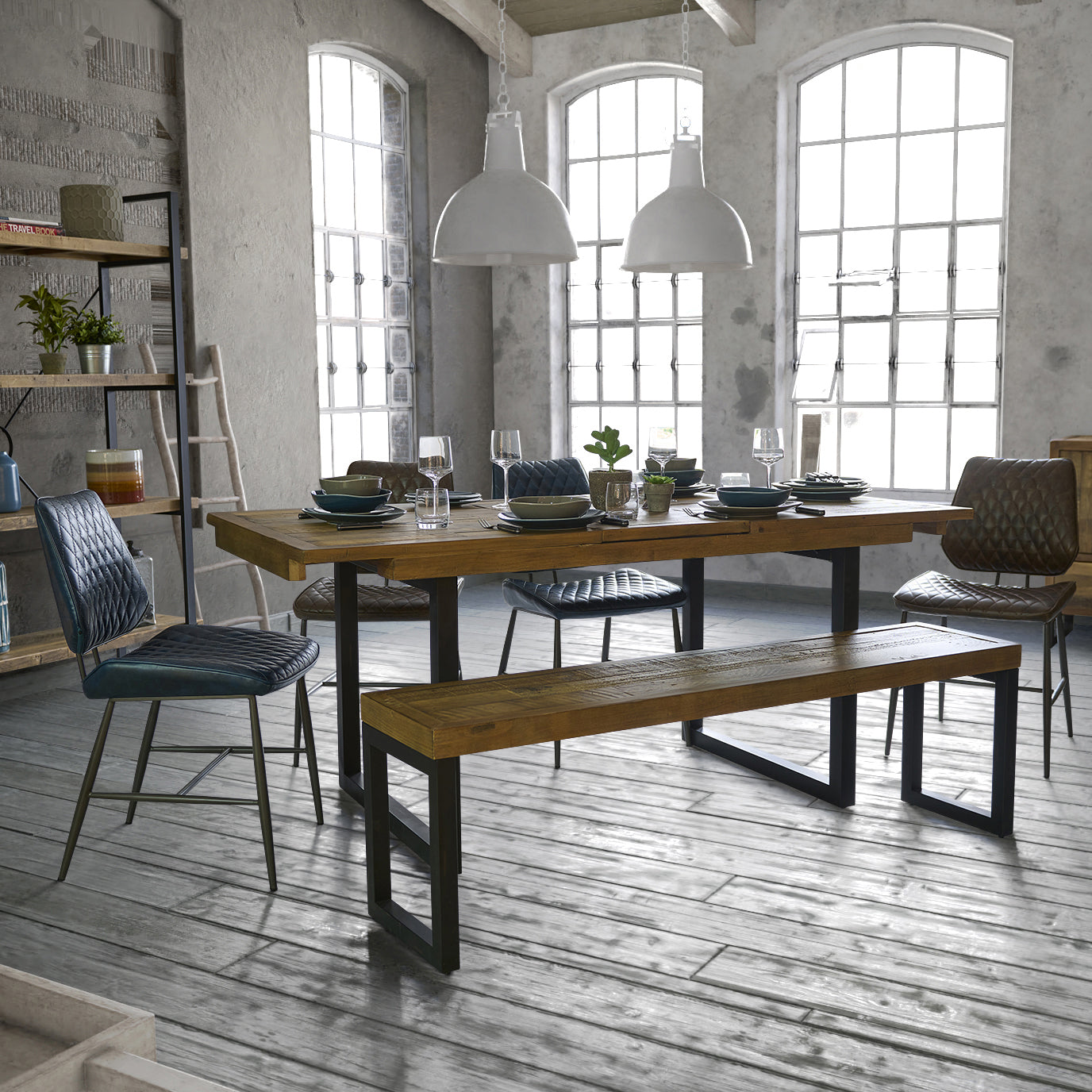 Detroit Bench - 155cm Bench Oaklands & Rustic Natural Finish Chairs Sterling Home 2