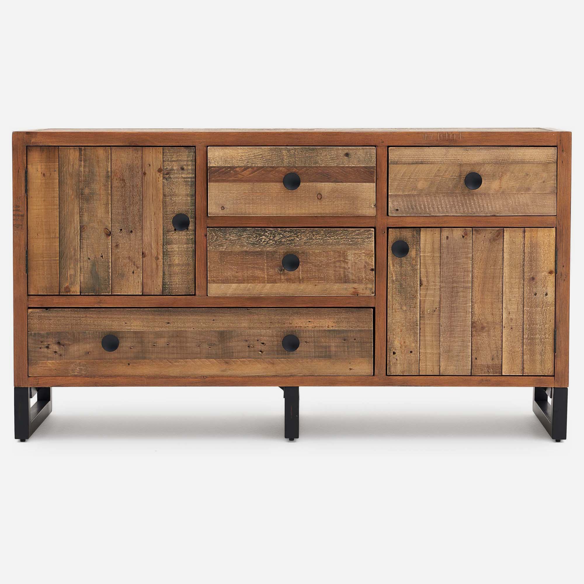 Detroit Wide Sideboard - Wide Sideboard Oaklands & Rustic Natural Finish Storage Sterling Home 1