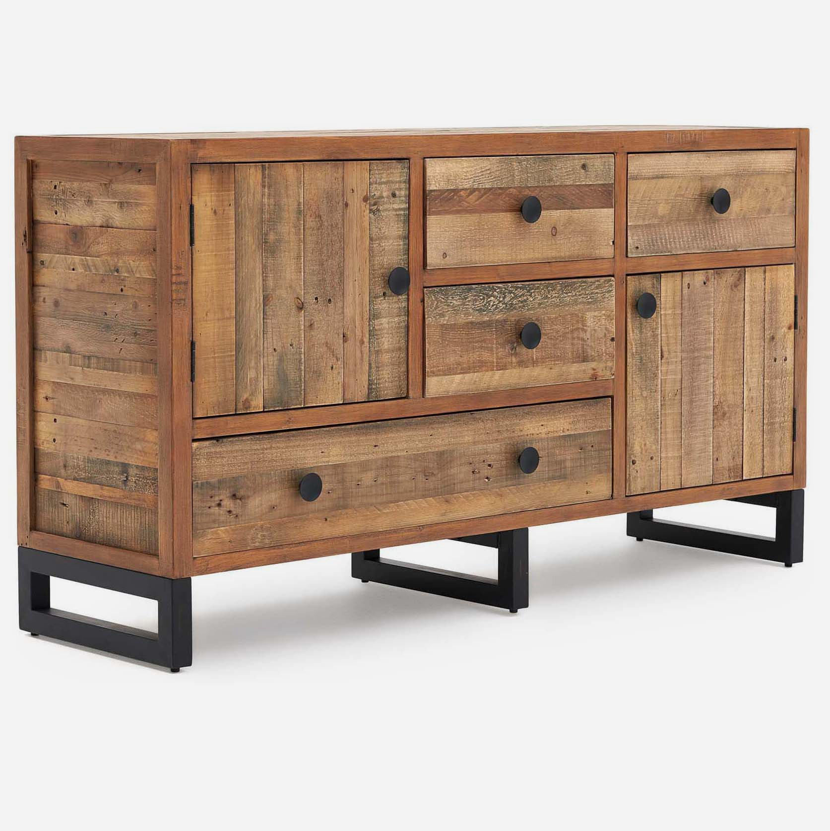 Detroit Wide Sideboard - Wide Sideboard Oaklands & Rustic Natural Finish Storage Sterling Home 5