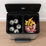 Brushed Stainless Steel Double Kitchen Pedal Bin - Double Pedal Bin Brushed SS 60L Sterling Home 3
