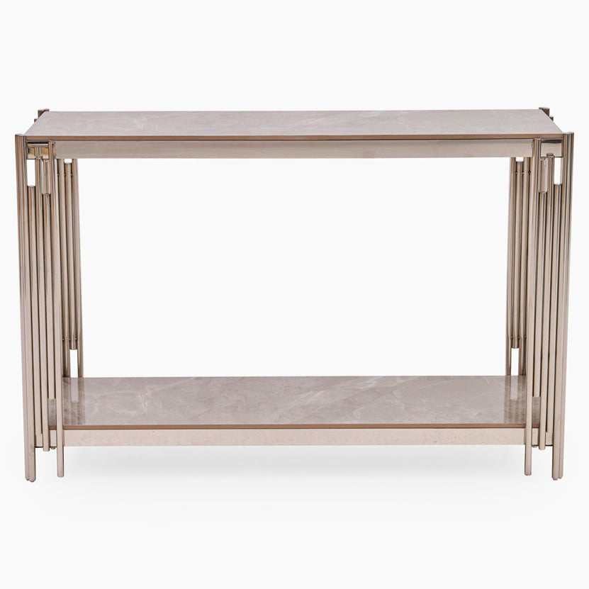 Empoli Console Table - Console Table Sintered Stone / Chrome Gold Sterling Home 1