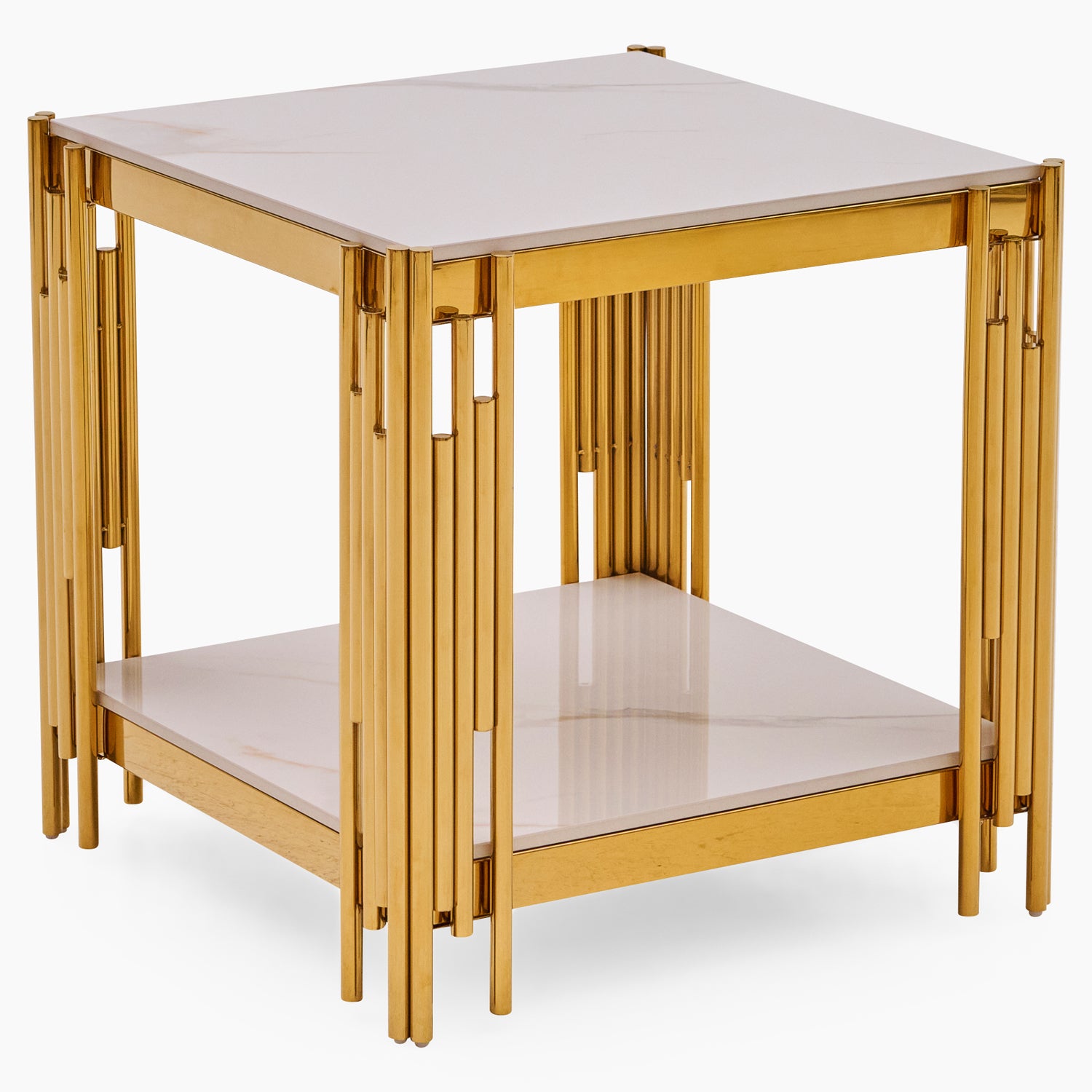 Empoli Side Table - End Table Sintered Stone / Chrome Gold Tables Sterling Home 2