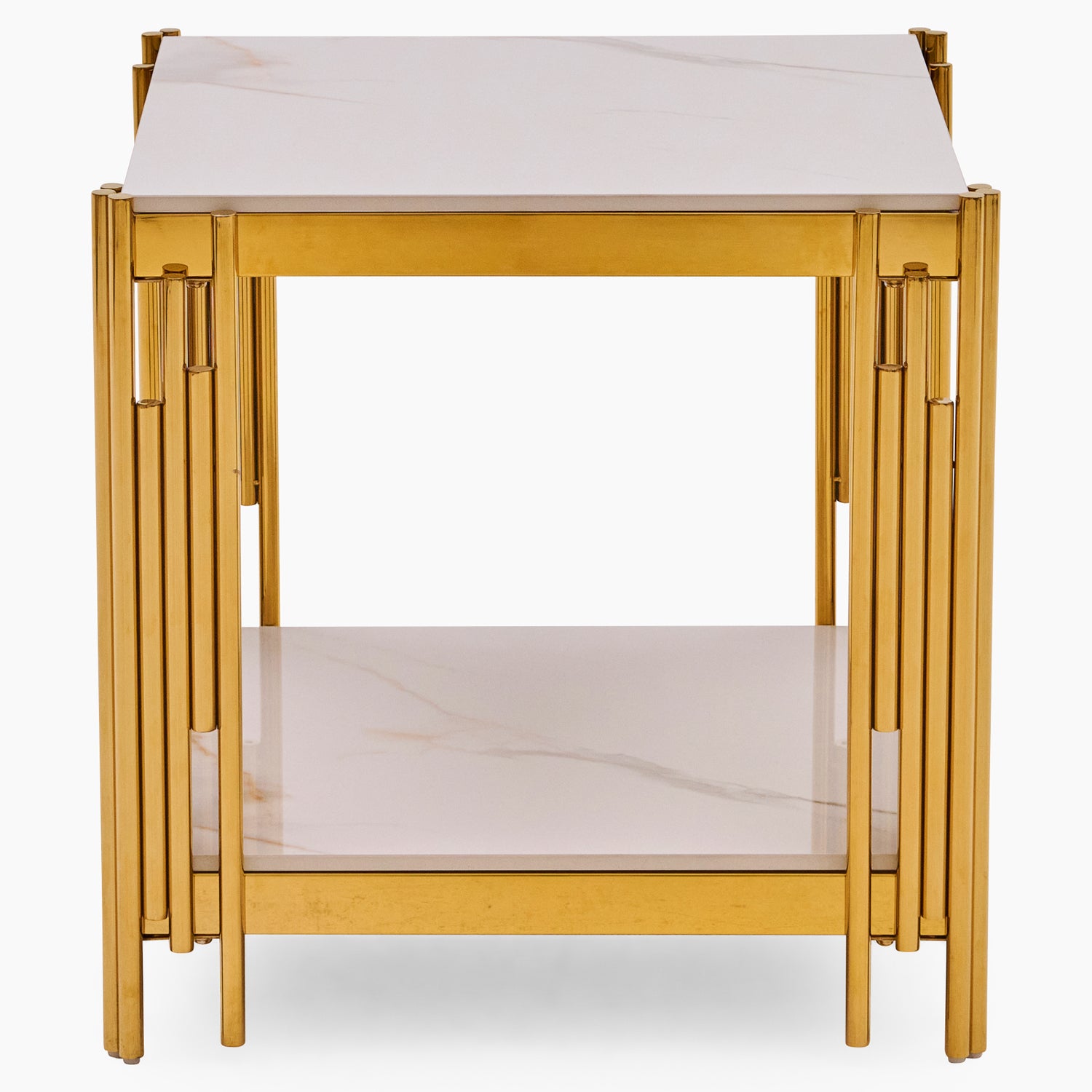 Empoli Side Table - End Table Sintered Stone / Chrome Gold Tables Sterling Home 1