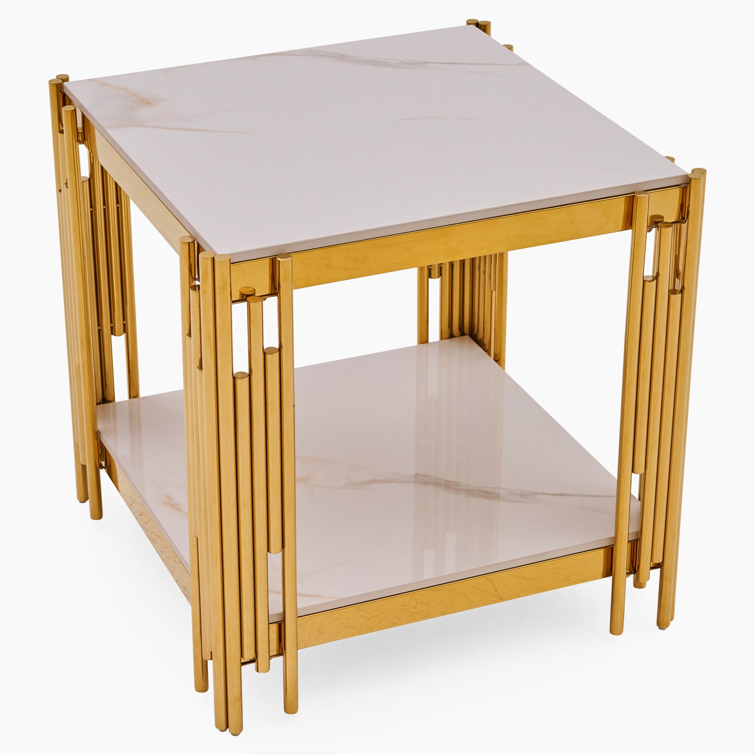 Empoli Side Table - End Table Sintered Stone / Chrome Gold Tables Sterling Home 3