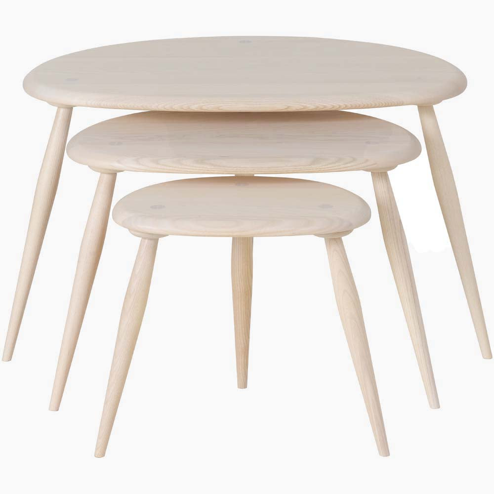 Ercol Collection Pebble Nest of 3 Tables - Pebble Nest Of Three Tables Tables Sterling Home 1