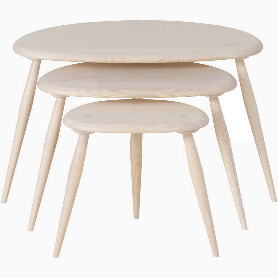 Ercol Collection Pebble Nest of 3 Tables - Pebble Nest Of Three Tables Tables Sterling Home 1