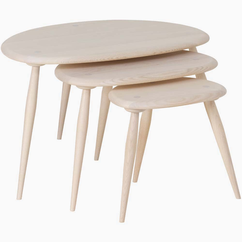 Ercol Collection Pebble Nest of 3 Tables - Pebble Nest Of Three Tables Tables Sterling Home 3
