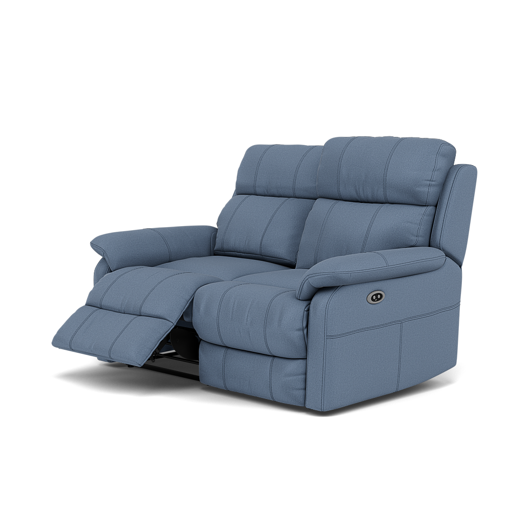 Fara 2 Seater Recliner Sofa - 2 Seater with 2 Power Recliners Fabric - Power Recliner with USB — BFA-MAD-08 PACIFIC BLUE, gallery image 3