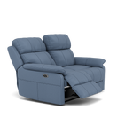 Fara 2 Seater Recliner Sofa - 2 Seater with 2 Power Recliners Fabric - Power Recliner with USB — BFA-MAD-08 PACIFIC BLUE, gallery image 1