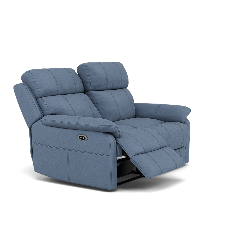 Fara 2 Seater Recliner Sofa - 2 Seater with 2 Power Recliners Fabric - Power Recliner with USB — BFA-MAD-08 PACIFIC BLUE, gallery image 1