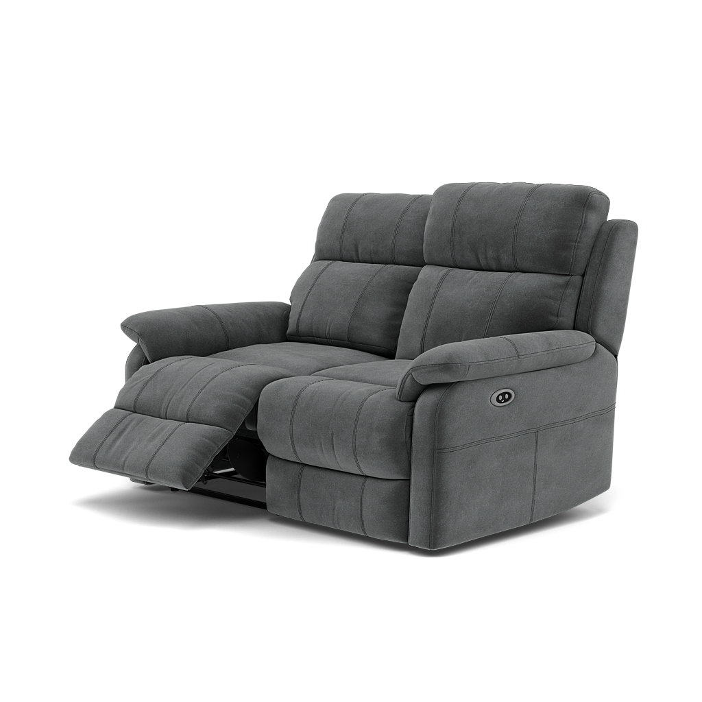 Fara 2 Seater Recliner Sofa - 2 Seater with 2 Power Recliners Fabric - Power Recliner with USB — FAB-MEG-20  PEWTER, gallery image 3