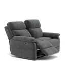 Fara 2 Seater Recliner Sofa - 2 Seater with 2 Power Recliners Fabric - Power Recliner with USB — FAB-MEG-20  PEWTER, gallery image 1