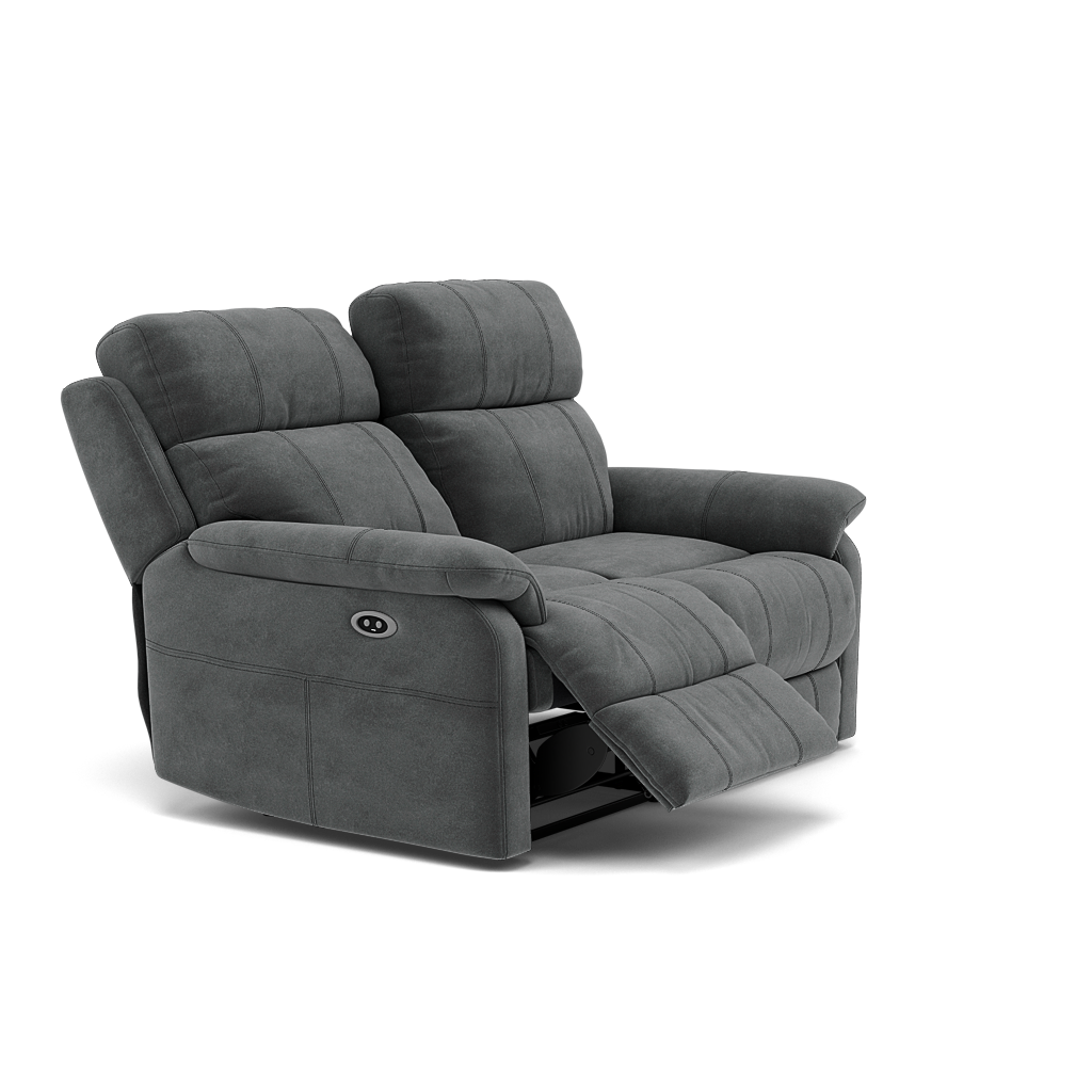Fara 2 Seater Recliner Sofa - 2 Seater with 2 Power Recliners Fabric - Power Recliner with USB — FAB-MEG-20  PEWTER, gallery image 1