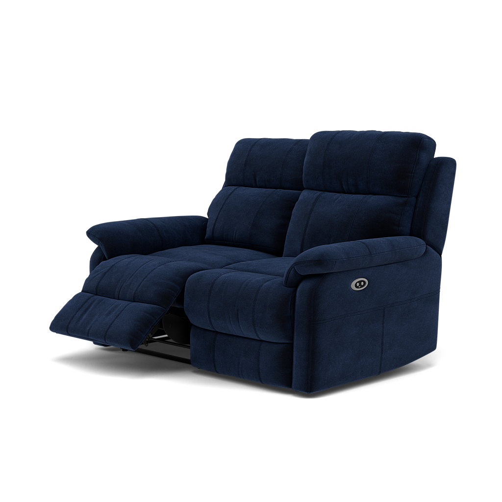 Fara 2 Seater Recliner Sofa - 2 Seater with 2 Power Recliners Fabric - Power Recliner with USB — FAB-MEG-28  NAVY, gallery image 3
