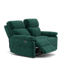 Fara 2 Seater Recliner Sofa - 2 Seater with 2 Power Recliners Fabric - Power Recliner with USB — FAB-MEG-37  EMERALD GREEN, gallery image 1