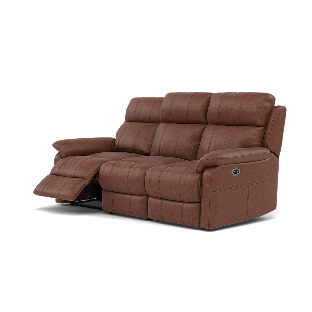 Fara 3 Seater Recliner Sofa - 3 Seater with 2 Power Recliners Fabric - Power Recliner with USB — BFA-BLJ-05 HAZELNUT, gallery image 3