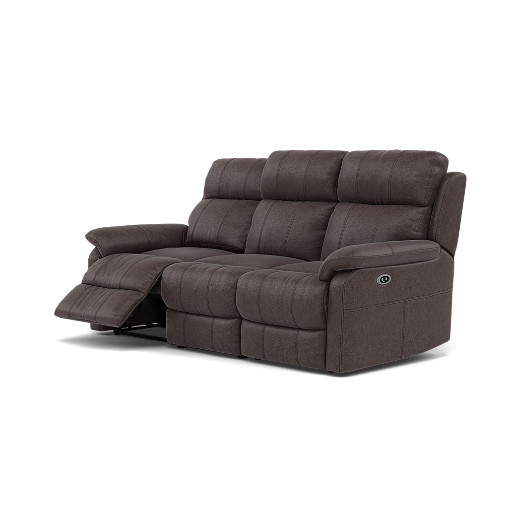 Fara 3 Seater Recliner Sofa - 3 Seater with 2 Power Recliners Fabric - Power Recliner with USB — BFA-BLJ-088 CHARCOAL GREY, gallery image 3