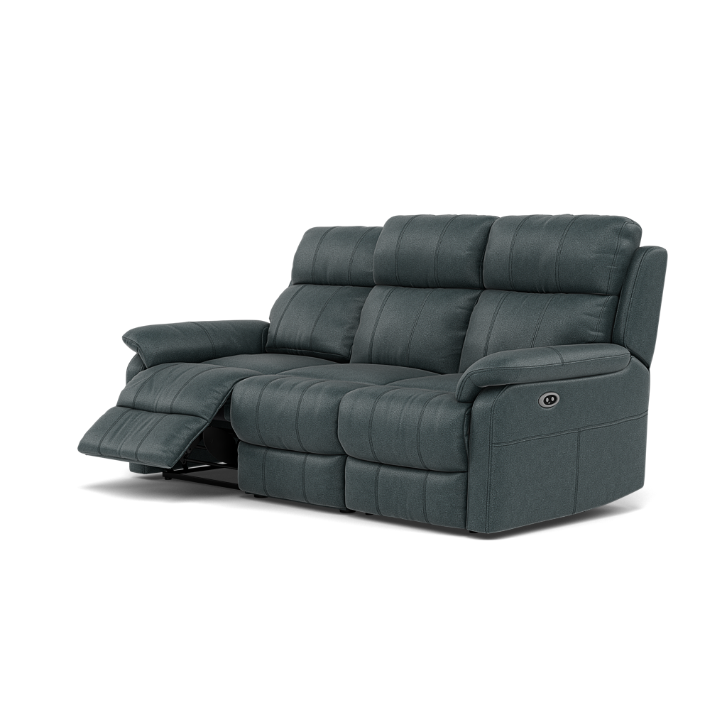 Fara 3 Seater Recliner Sofa - 3 Seater with 2 Power Recliners Fabric - Power Recliner with USB — BFA-BLJ-2047 LAKE GREEN, gallery image 3