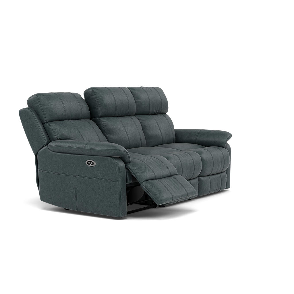 Fara 3 Seater Recliner Sofa - 3 Seater with 2 Power Recliners Fabric - Power Recliner with USB — BFA-BLJ-2047 LAKE GREEN, gallery image 1