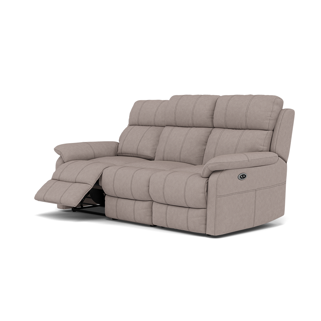 Fara 3 Seater Recliner Sofa - 3 Seater with 2 Power Recliners Fabric - Power Recliner with USB — BFA-BLJ-22 DOVE GREY, gallery image 3