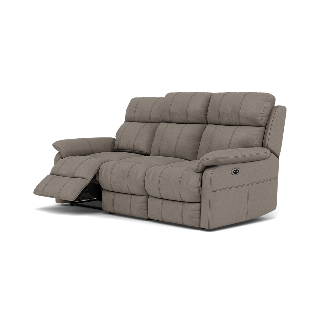 Fara 3 Seater Recliner Sofa - 3 Seater with 2 Power Recliners Fabric - Power Recliner with USB — BFA-MAD-03 DARK GREY, gallery image 3