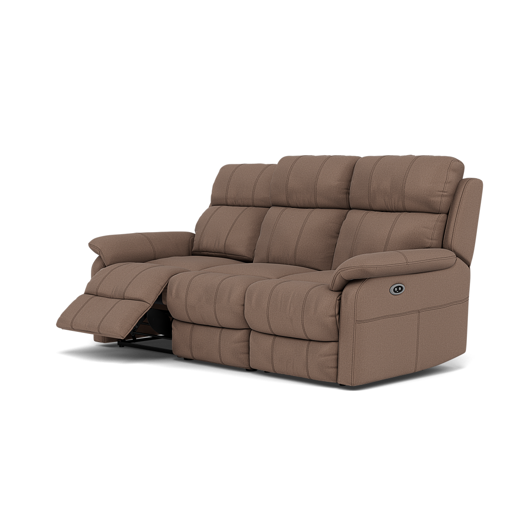Fara 3 Seater Recliner Sofa - 3 Seater with 2 Power Recliners Fabric - Power Recliner with USB — BFA-MAD-05 DARK TAUPE, gallery image 3