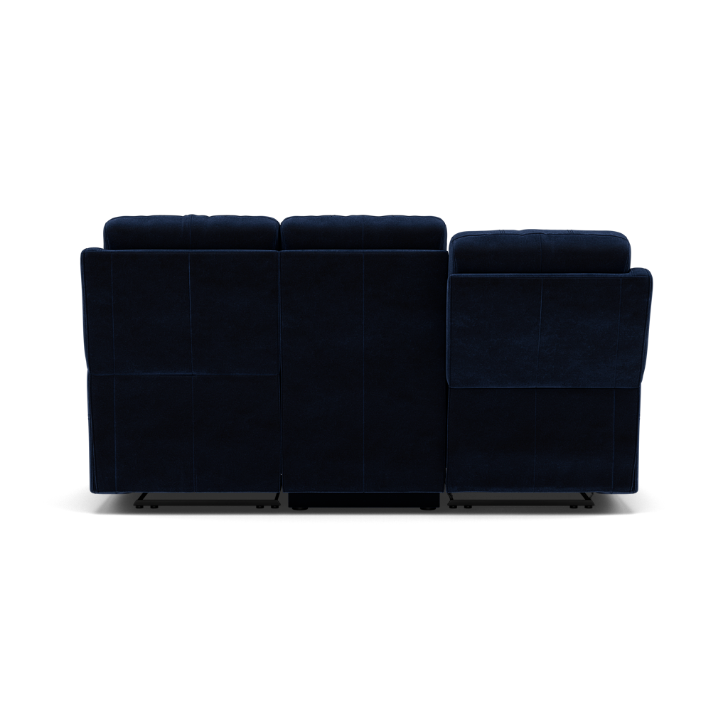 Fara 3 Seater Recliner Sofa - 3 Seater with 2 Power Recliners Fabric - Power Recliner with USB — FAB-MEG-28  NAVY, gallery image 2