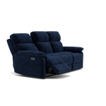 Fara 3 Seater Recliner Sofa - 3 Seater with 2 Power Recliners Fabric - Power Recliner with USB — FAB-MEG-28  NAVY, gallery image 1