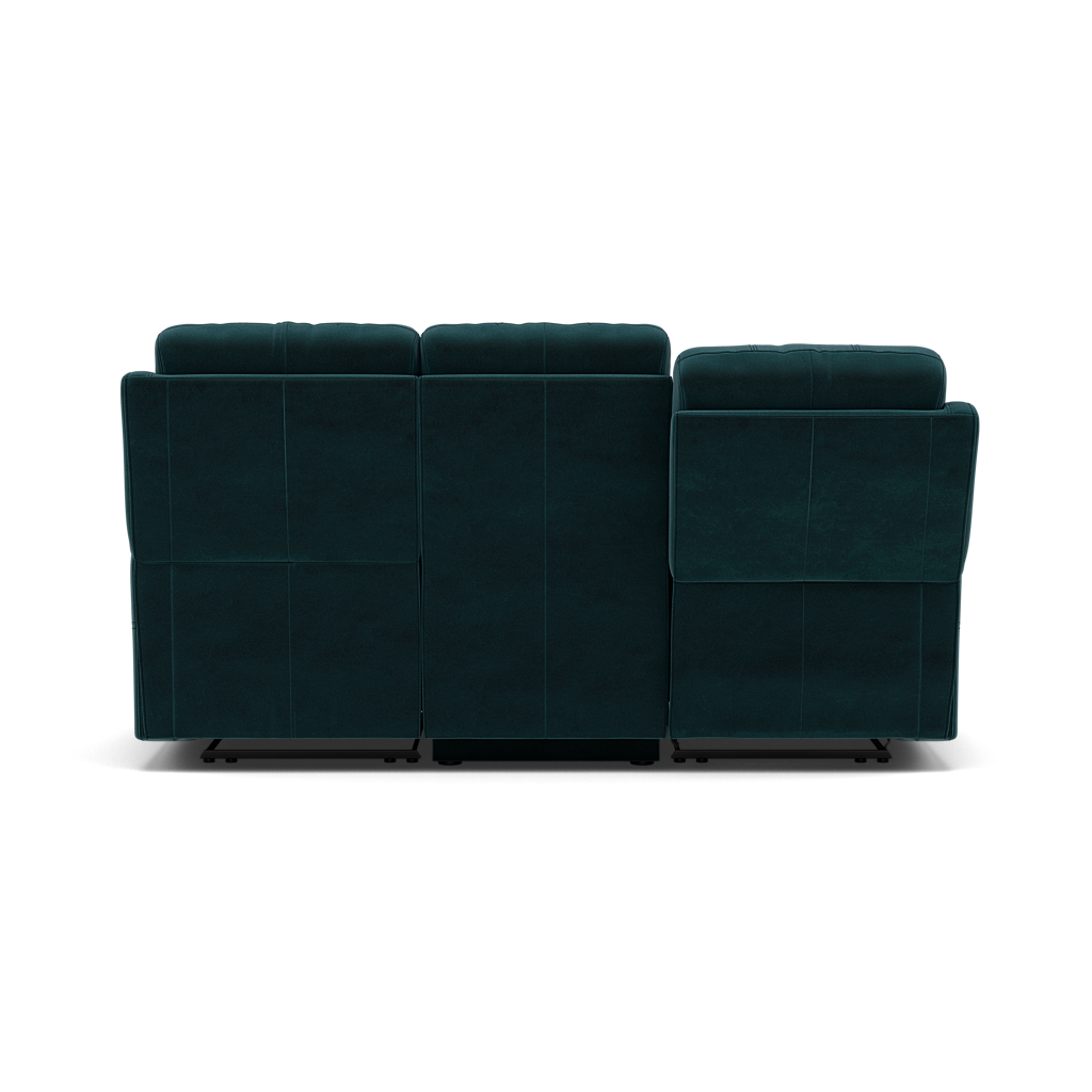 Fara 3 Seater Recliner Sofa - 3 Seater with 2 Power Recliners Fabric - Power Recliner with USB — FAB-MEG-36  LAKE GREEN, gallery image 2