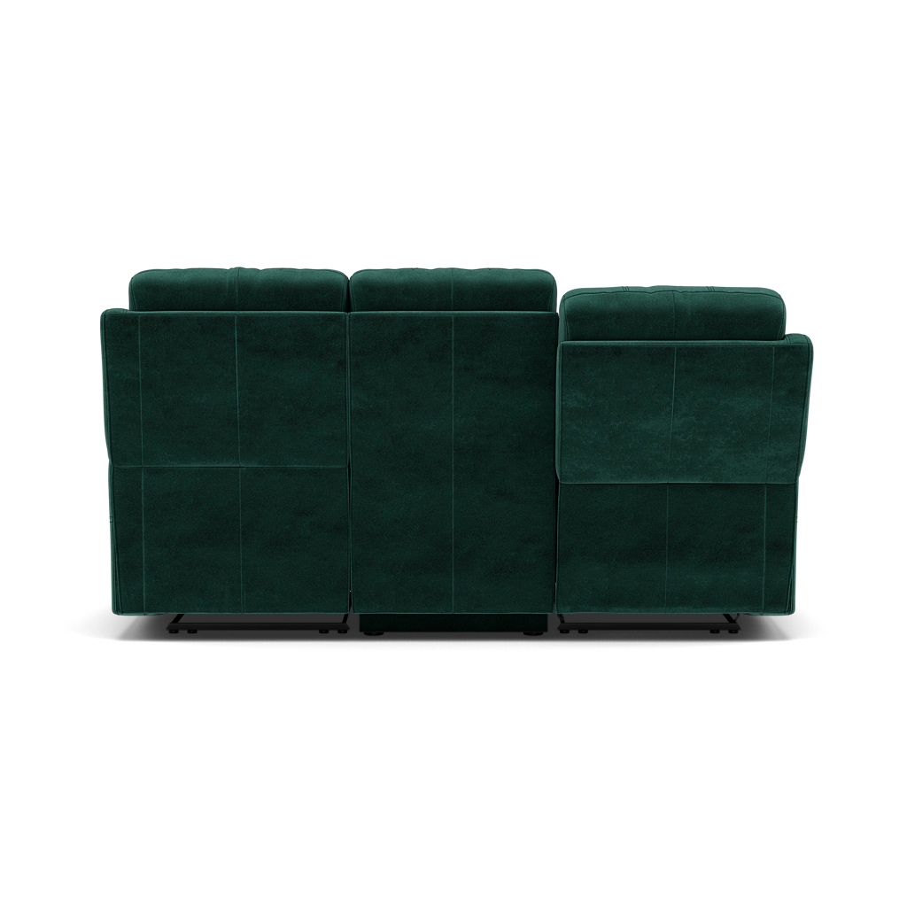 Fara 3 Seater Recliner Sofa - 3 Seater with 2 Power Recliners Fabric - Power Recliner with USB — FAB-MEG-37  EMERALD GREEN, gallery image 2